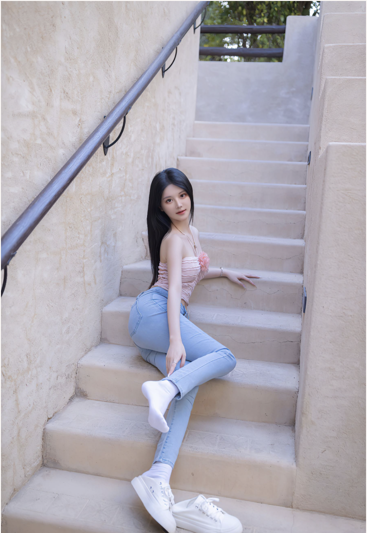 女朋友楼梯摄影教学